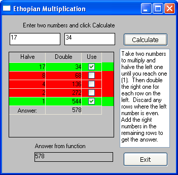Ethopian Multiplication