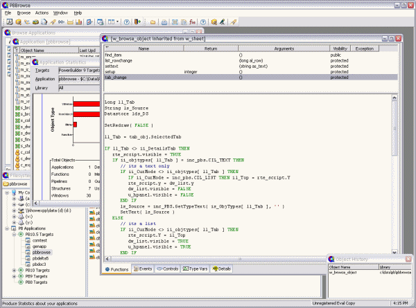 PBBrowse screen shot, Click to show image full size